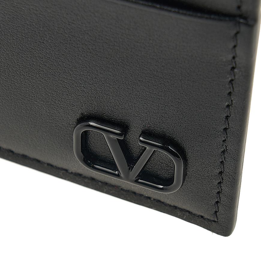 VALENTINO Garavani V Logo Zip Card Holder Unisex Black Leather 4Y2P0U76 ZQU 0NO