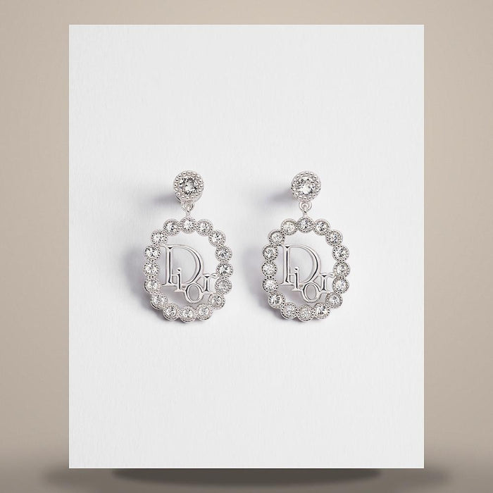 DIOR Silver-Finish Metal Crystal Earrings E5079WOMCY D001