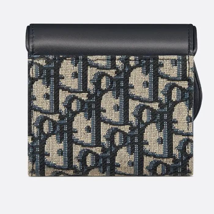 DIOR Saddle Lotus Small Wallet Blue Leather S5652CNKO M928