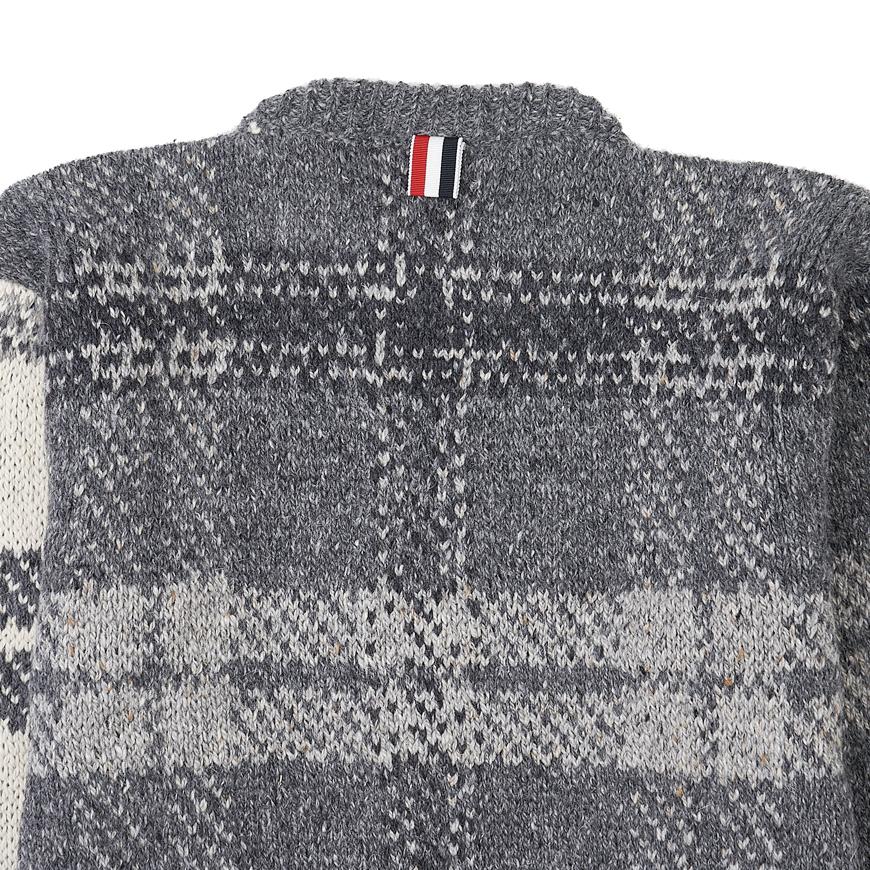 THOM BROWNE Men's Checked Jacquard Wool Crewneck Sweater MKA410F Y1506 982