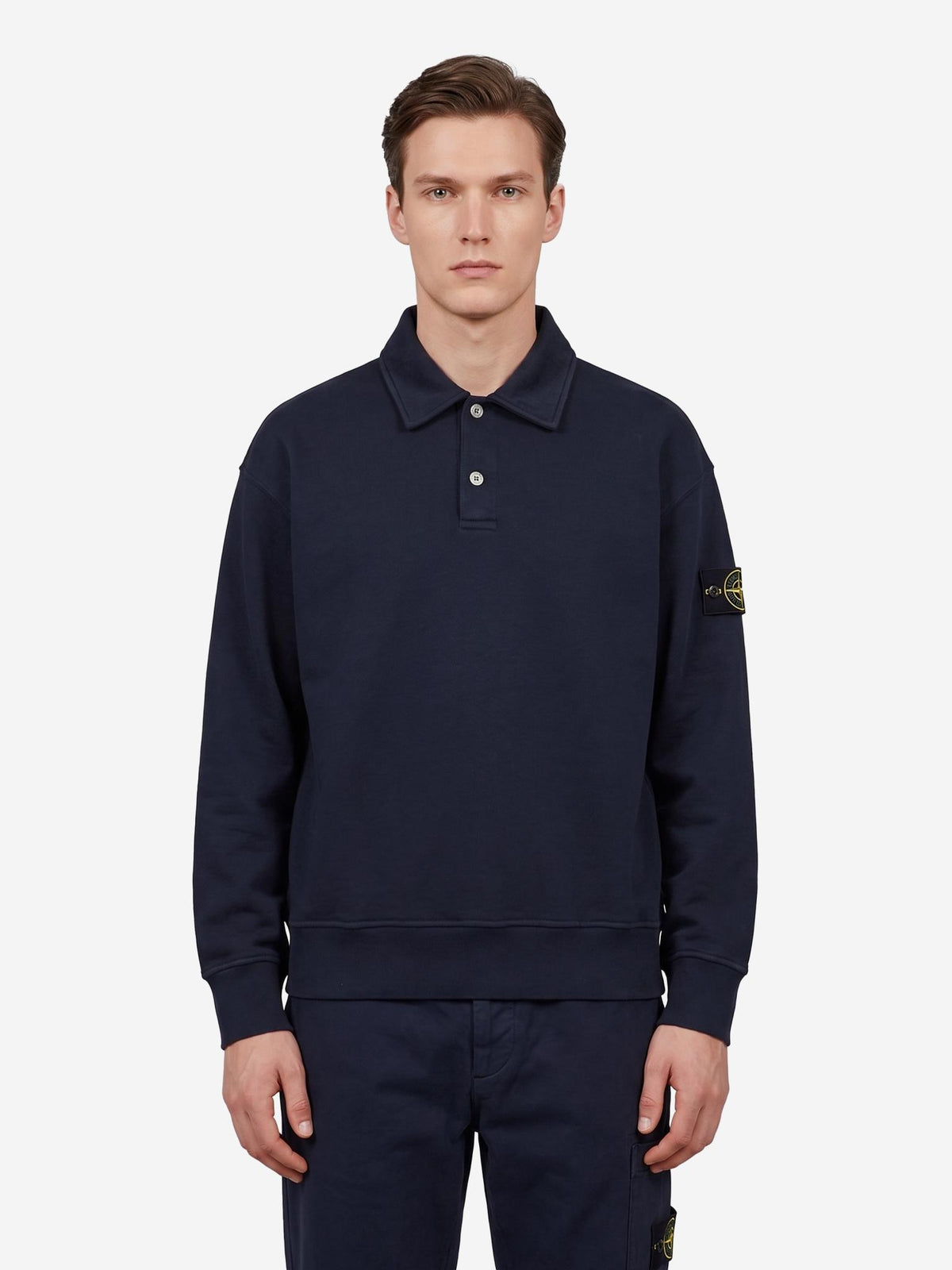 STONE ISLAND Black Cotton Crewneck Sweatshirt for Men
