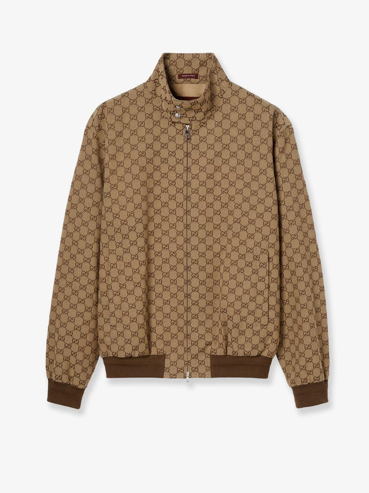 GUCCI Beige Wool Zip-Up Jacket for Men