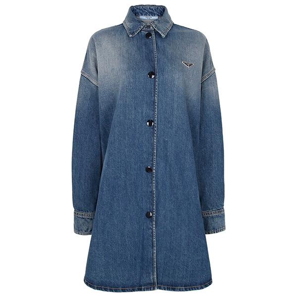 PRADA Light Blue Denim Triangle Logo Shirt GFC060 16PK F0V3N