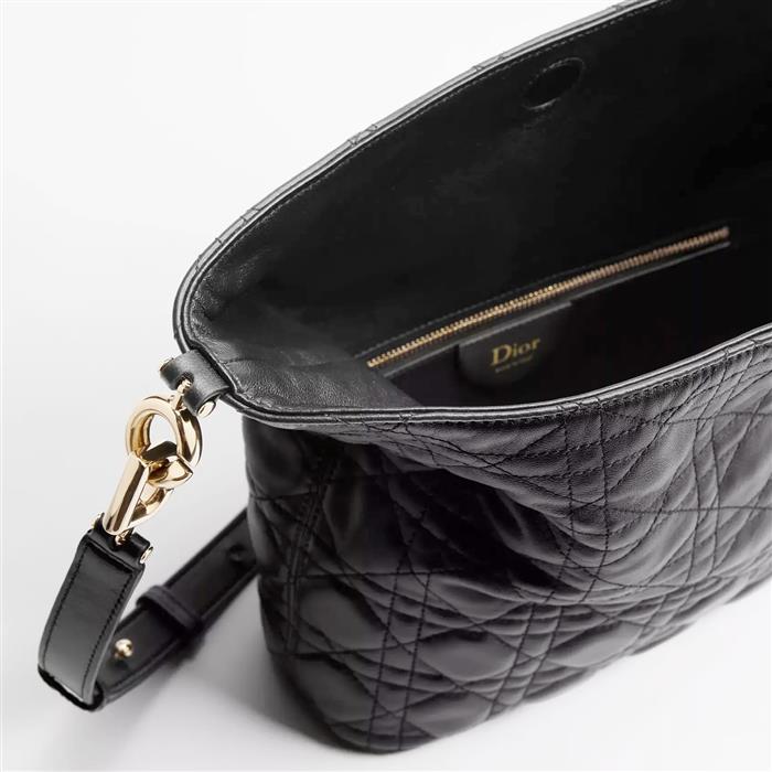 DIOR Black Leather Toujours Hobo Bag Small