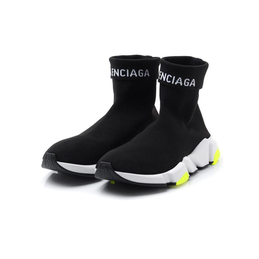BALENCIAGA Black Neon Yellow Fold Speed Runner Low Top Sneaker 534379 W1GV0 1006