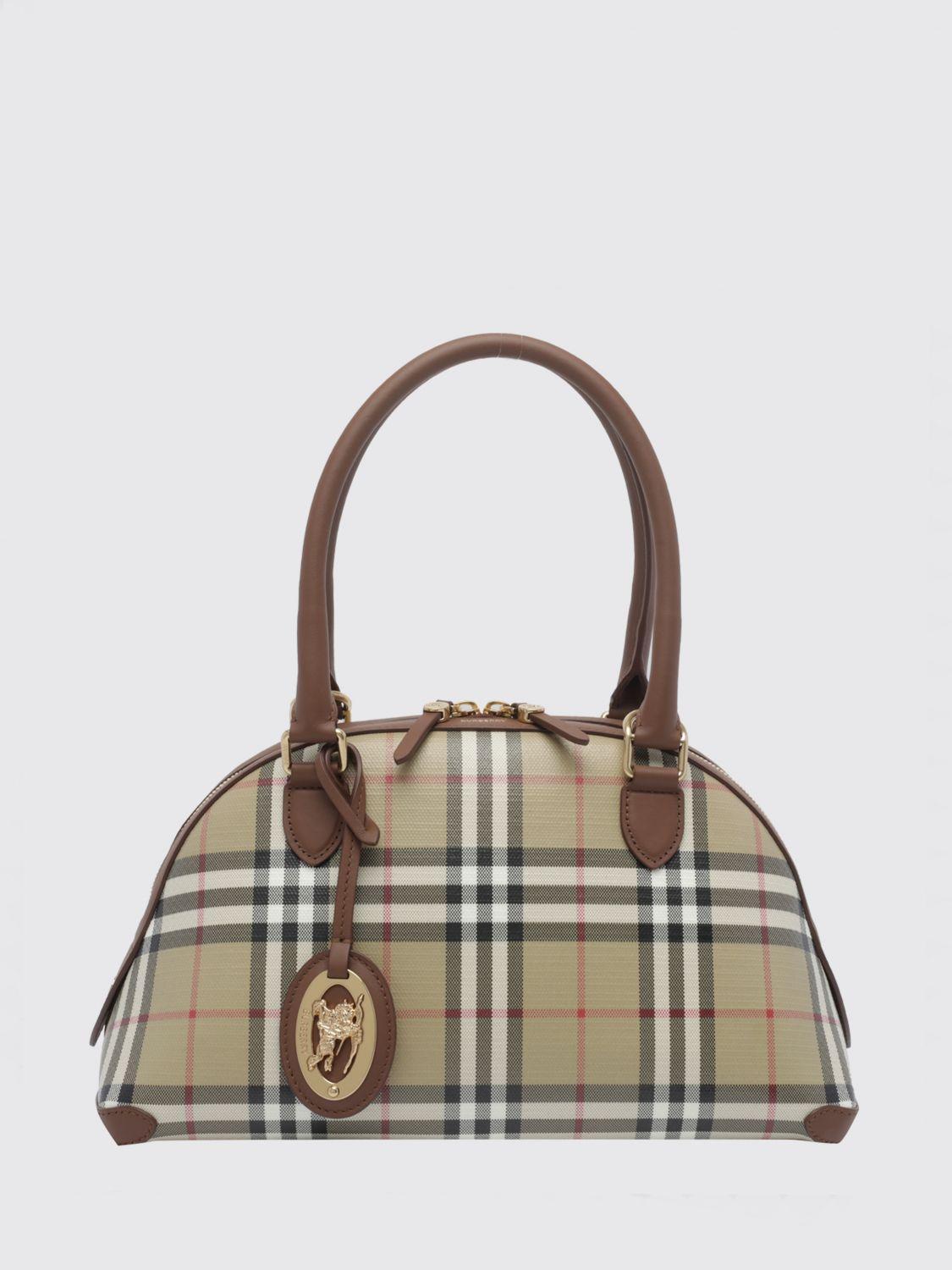 BURBERRY Canvas Leather Tote Bag Beige Black