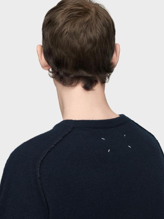 Maison Margiela Navy Wool Round Neck Sweater for Men