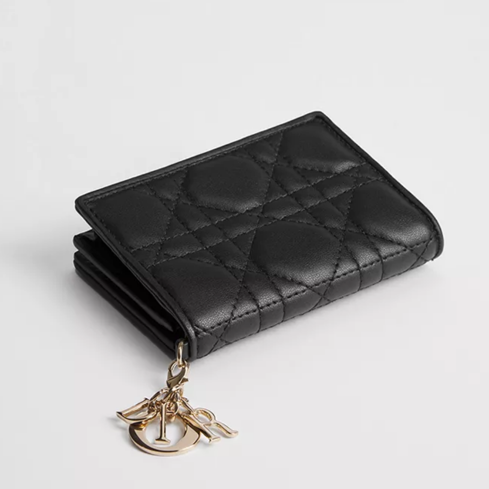 DIOR Lady Dior Bloom Lambskin Card Holder Wallet Unisex