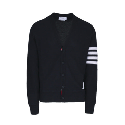 THOM BROWNE Navy Wool Cardigan Unisex