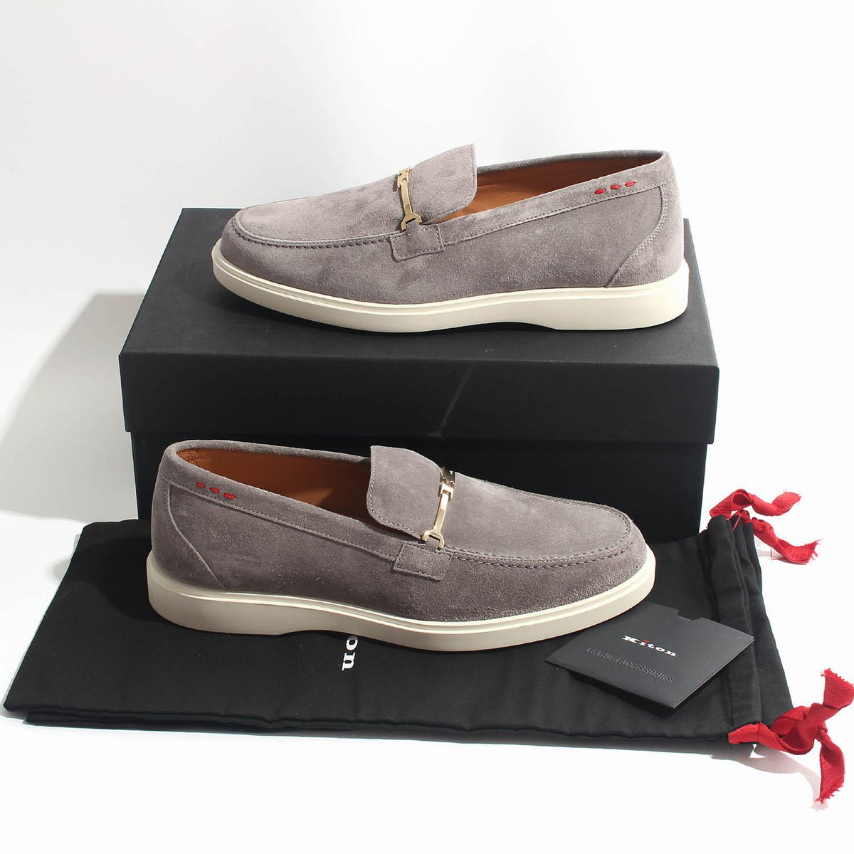 Kiton Dark Gray Suede Loafers Men’s USSA045 N0099 808