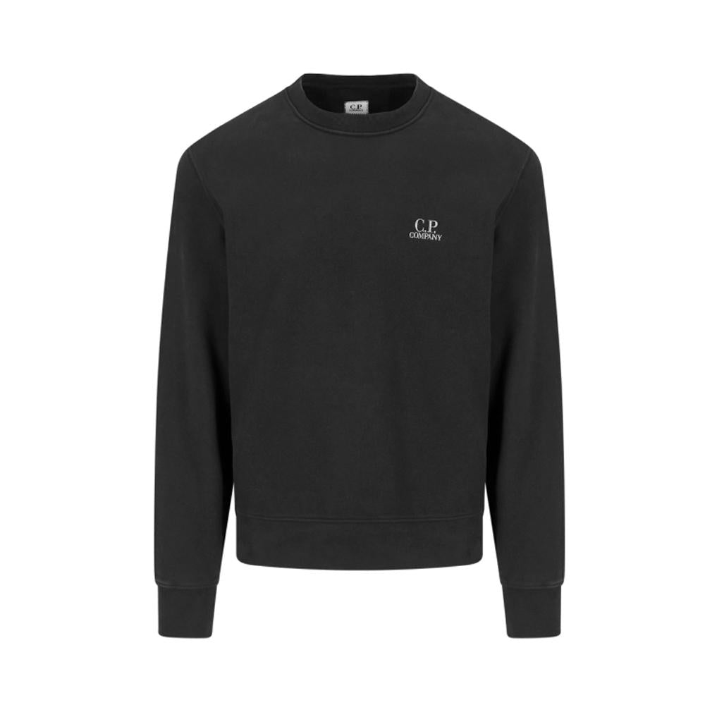 CP Company Embroidered Crewneck Fleece Sweatshirt Black Men