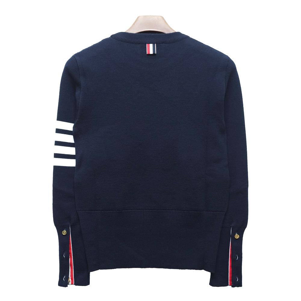 THOM BROWNE Women’s Classic Milano Stitch Wool Crewneck Sweater Navy