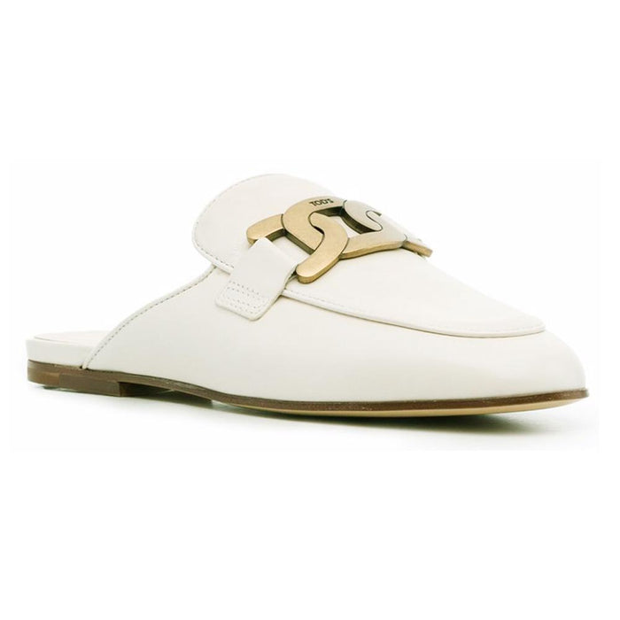 Tods Chain Logo Leather Mules Loafers