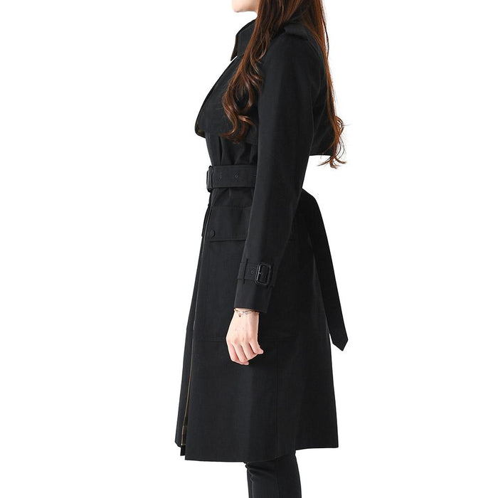 BURBERRY Check Panel Gabardine Trench Coat Black
