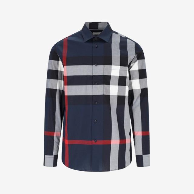 BURBERRY Blue Sutherland Check Long Sleeve Shirt Men