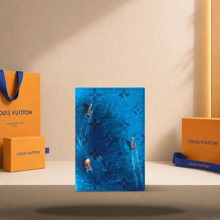 Louis Vuitton Catamaran Navy Blue Passport Cover Wallet M28806