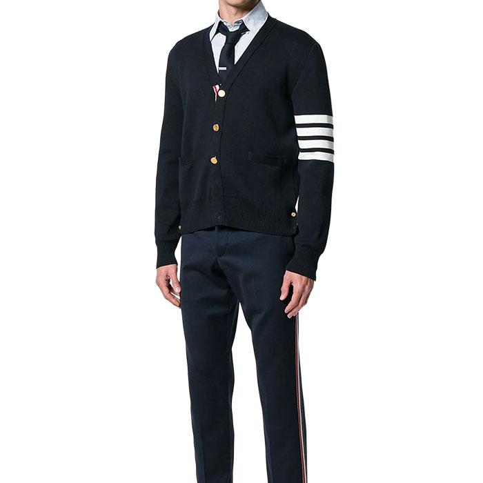 THOM BROWNE Navy Milano 4-Bar Stitch Cardigan Men’s Knit