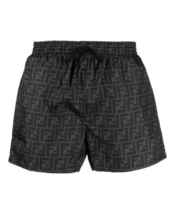 FENDI Technical Fabric Swim Shorts FF Logo Men’s Swimwear