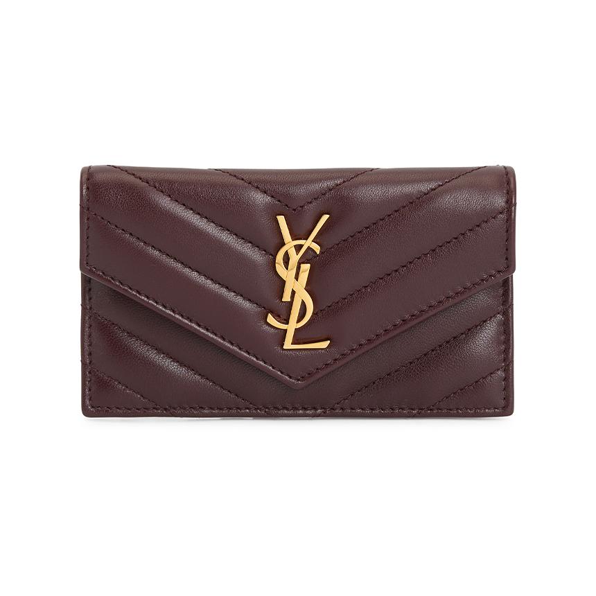 Saint Laurent Cassandra Fragment Leather Card Holder Wallet Un 612808 AAA44 6195