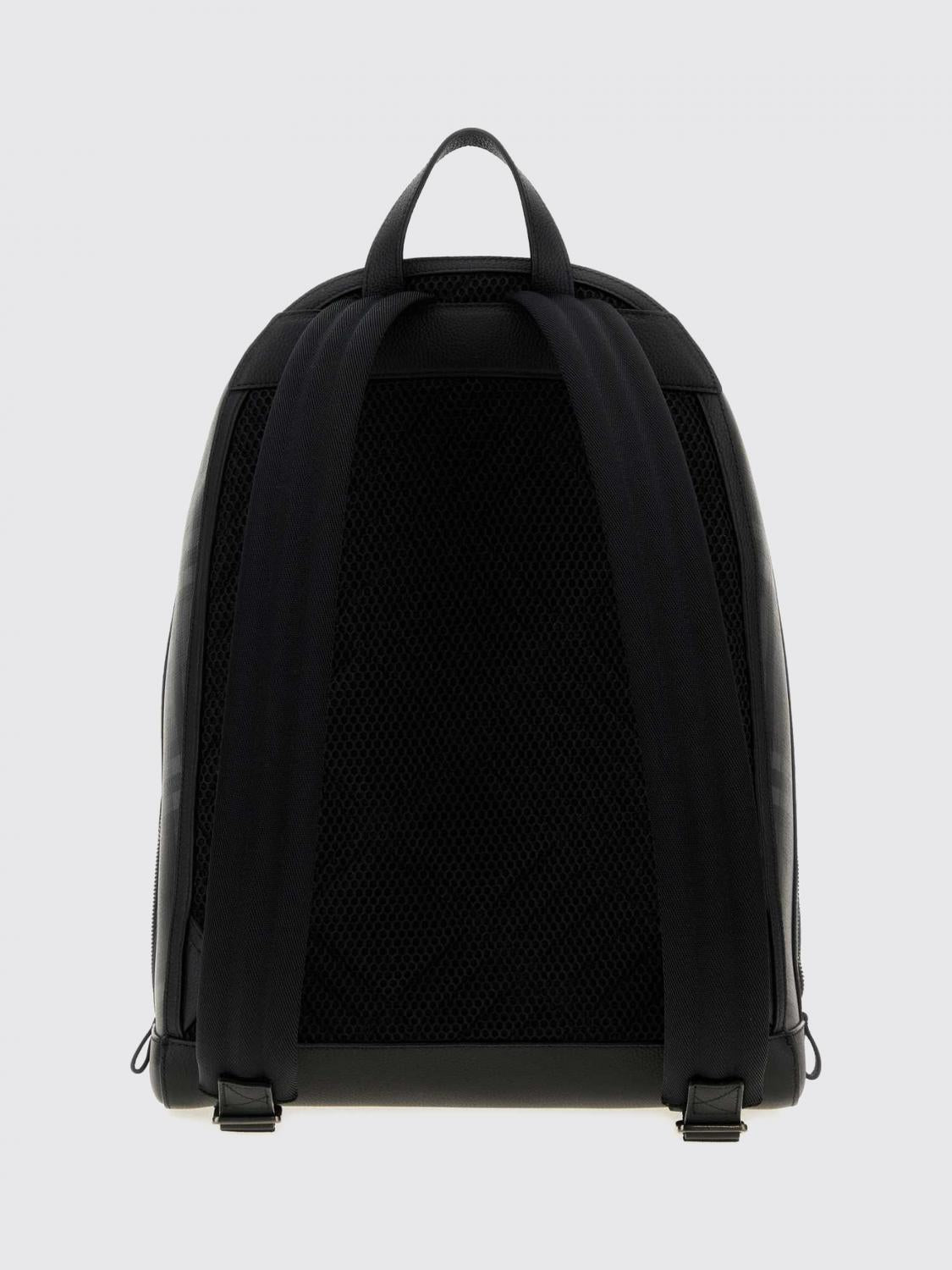 BURBERRY Black Nylon Leather Trim Backpack