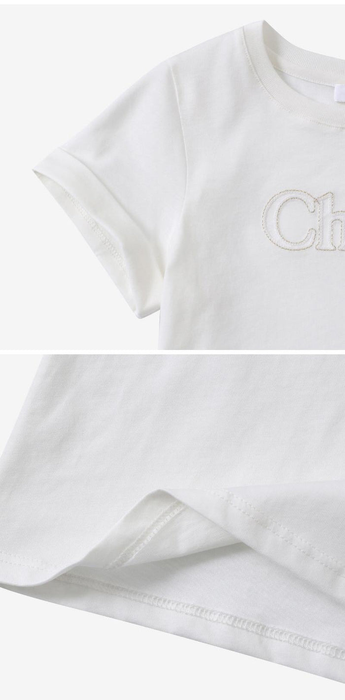 Chloe Kids Short Sleeve T-Shirt White Cotton