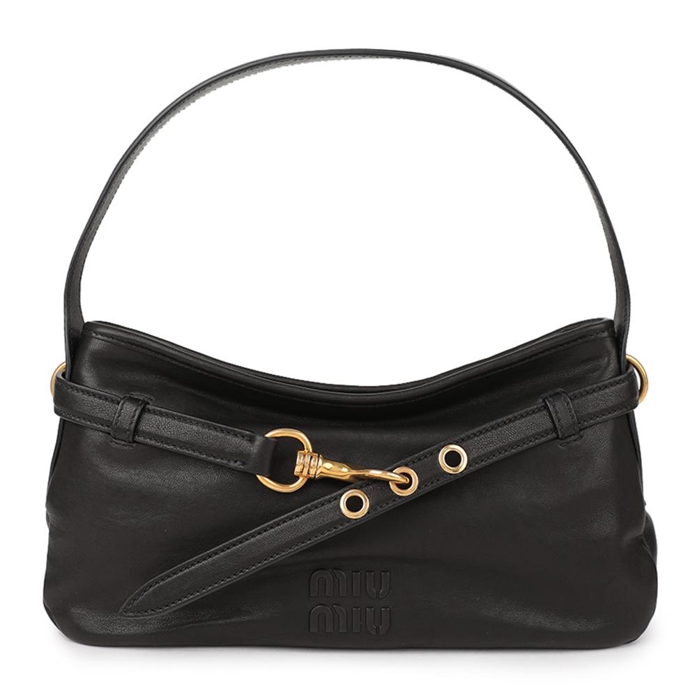Miu Miu Avantgarde Nappa Leather Shoulder Bag Black