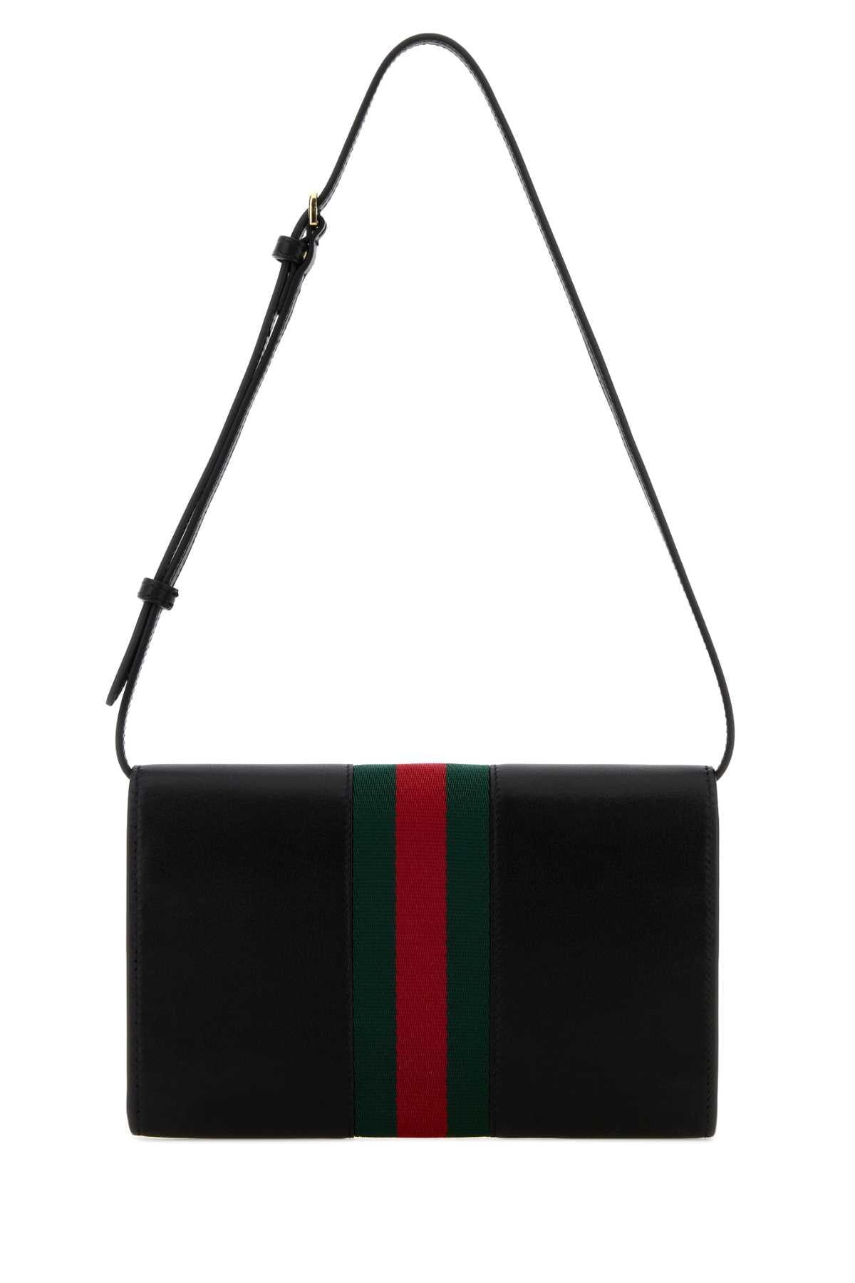 GUCCI Black Leather Shoulder Bag