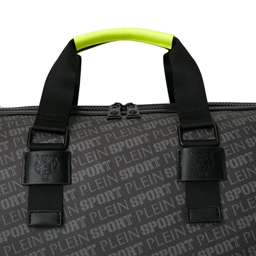 PLEIN SPORT Men’s Duffel Bag Black Nylon Tote Bag