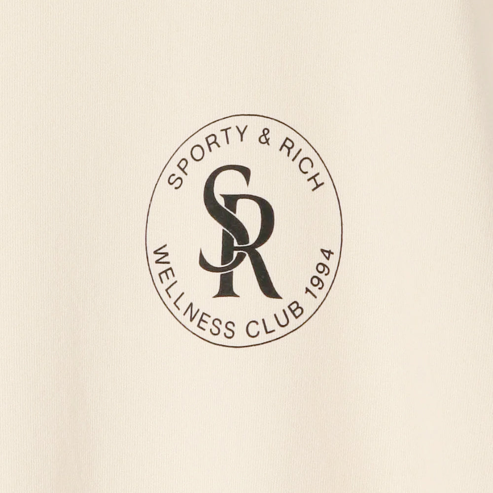 SPORTY&RICH Cream Fleece Logo Print Sweatshirt for Women