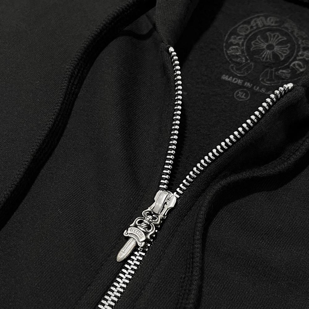 Chrome Hearts Horseshoe Floral Fleece Zip-Up Hoodie Black