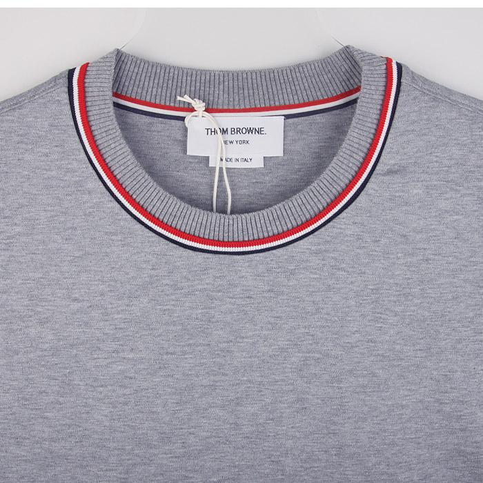 THOM BROWNE Men’s Short Sleeve T-Shirt Gray Cotton Crewneck