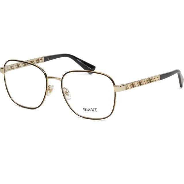 Versace Havana Gold Metal Square Unisex Eyeglass Frames VE1290 1499