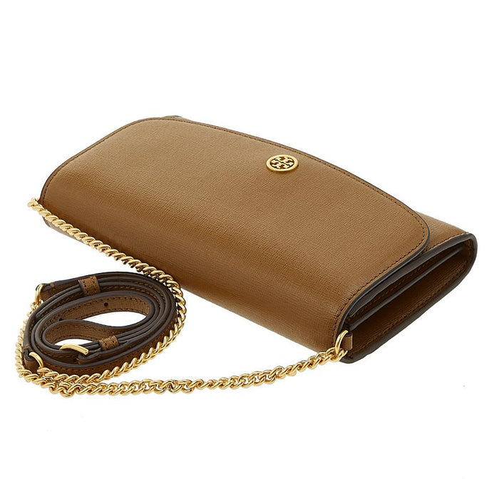 Tory Burch Robinson Chain Wallet Crossbody Bag Tan Leather