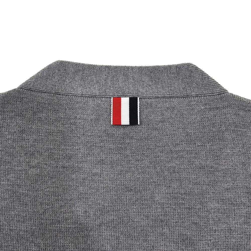 THOM BROWNE Diagonal Stripe Milano Stitch Wool Cardigan Gray Men