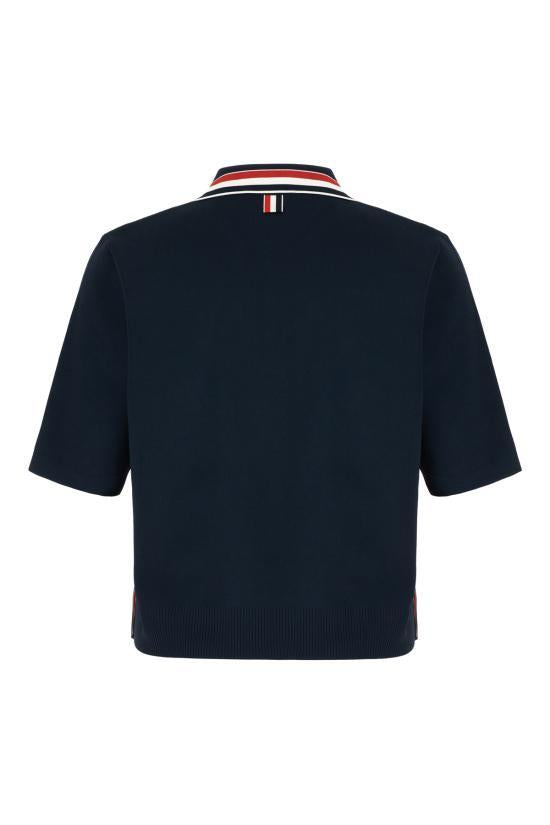 THOM BROWNE Men’s Cotton Polo Shirt MKP136AY5502415 NAVY DOM