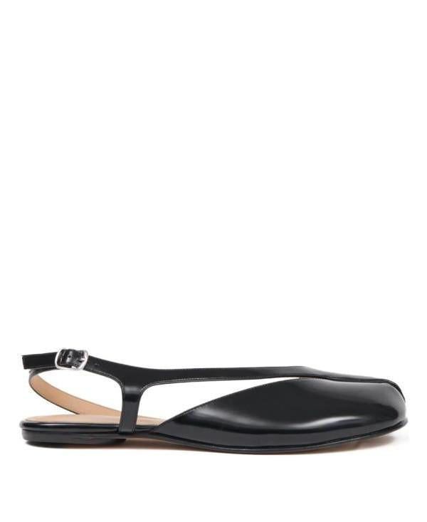 Maison Margiela Tabi Slingback Flat Sandals Black Leather