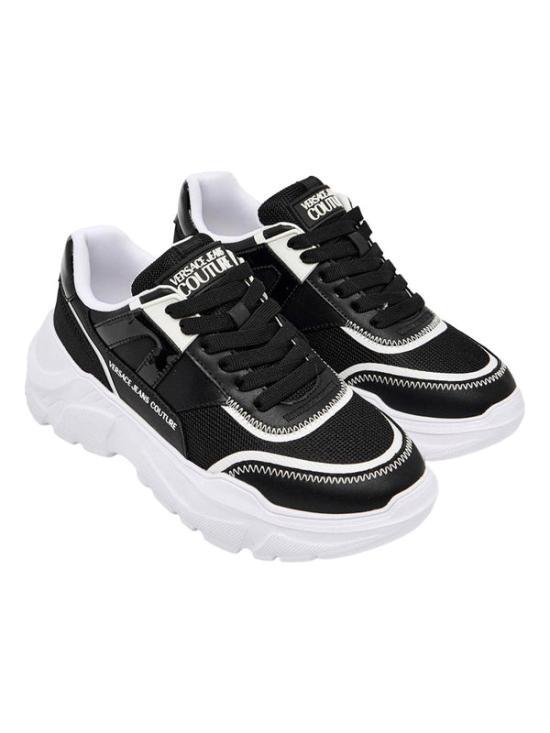 Versace White Leather Low-Top Sneakers 79VA3SC4ZSC78L01 BLACK WHITE DOM