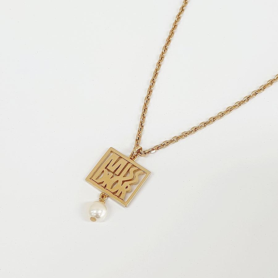 DIOR Miss Dior Necklace Gold-Tone Metal with White Resin Pearls