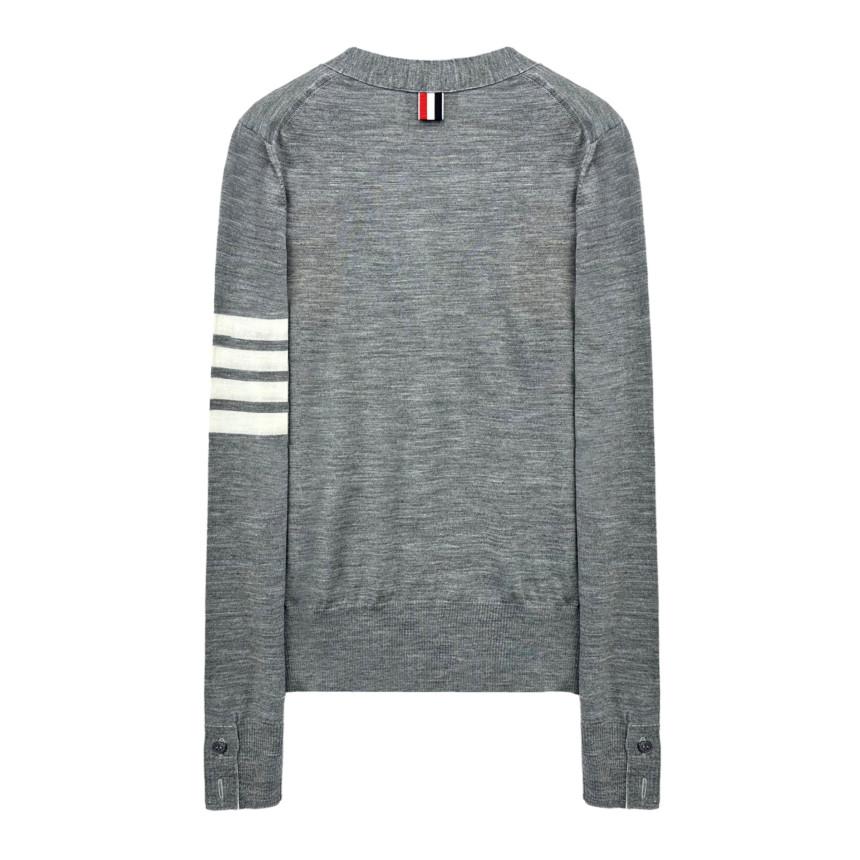 THOM BROWNE 4-Bar Armband Women’s Wool Cardigan Gray