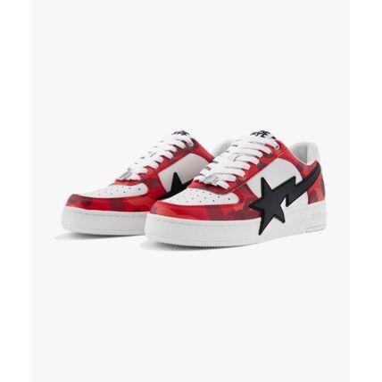 BAPE Leather Low-Top Sneakers for Men 001FWL301308MRED DOM