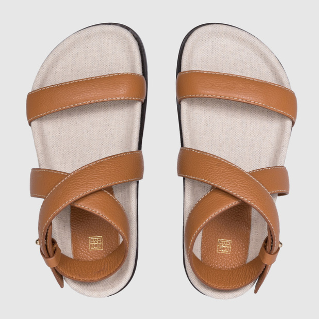 Toteme Brown Leather Chunky Woven Strap Sandals Women 242WAS2047 LE0031