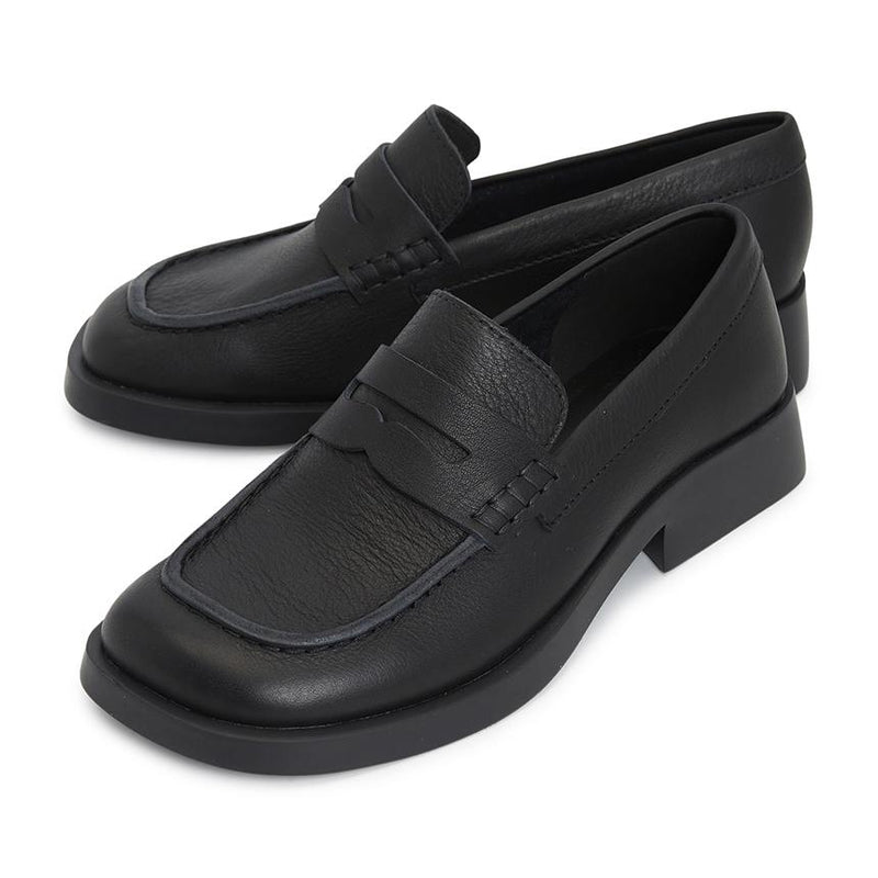 Camper Donna Women’s Moccasin Loafers Black Leather