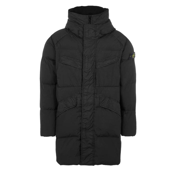 STONE ISLAND Black Crinkle Reps Long Down Puffer Jacket 771570123 V0029
