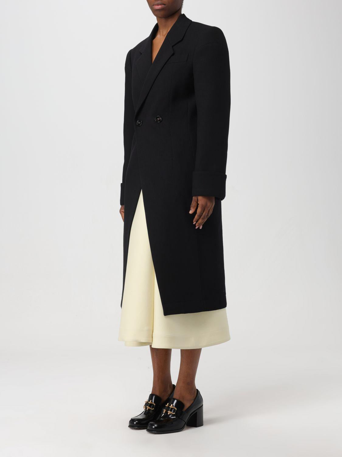 Bottega Veneta Black Wool Blend Long Coat