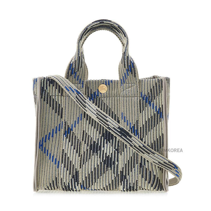 BURBERRY Mini Check Knit Tote Bag for Women