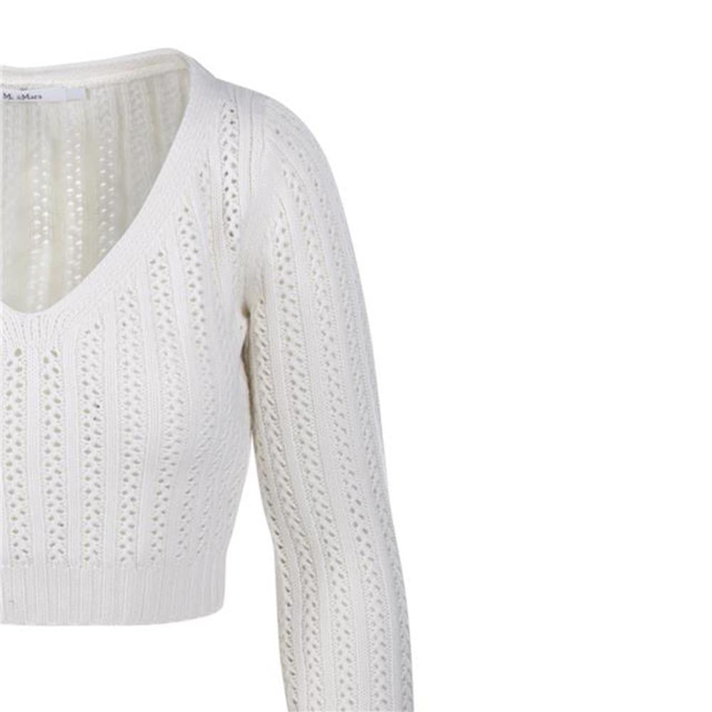 Max Mara Ivory Wool Cashmere Crewneck Sweater 21366011600 001