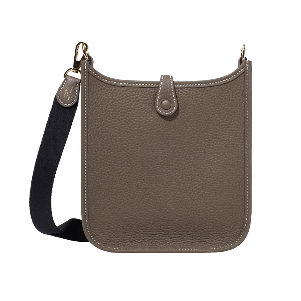 HERMES Evelyne 16 Clemence Indigo Etoupe Gold Hardware Crossbody Bag