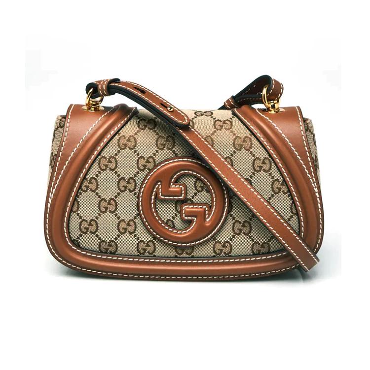 GUCCI Blondie Mini Leather Shoulder Bag Brown