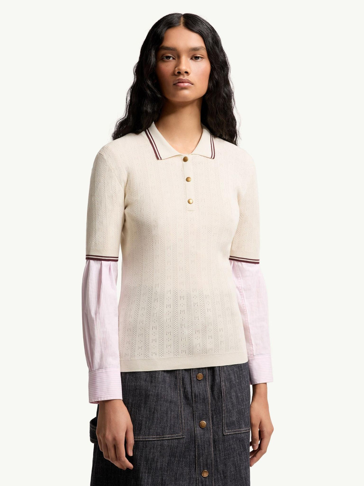 Moncler Short Sleeve Cotton Polo Shirt for Women