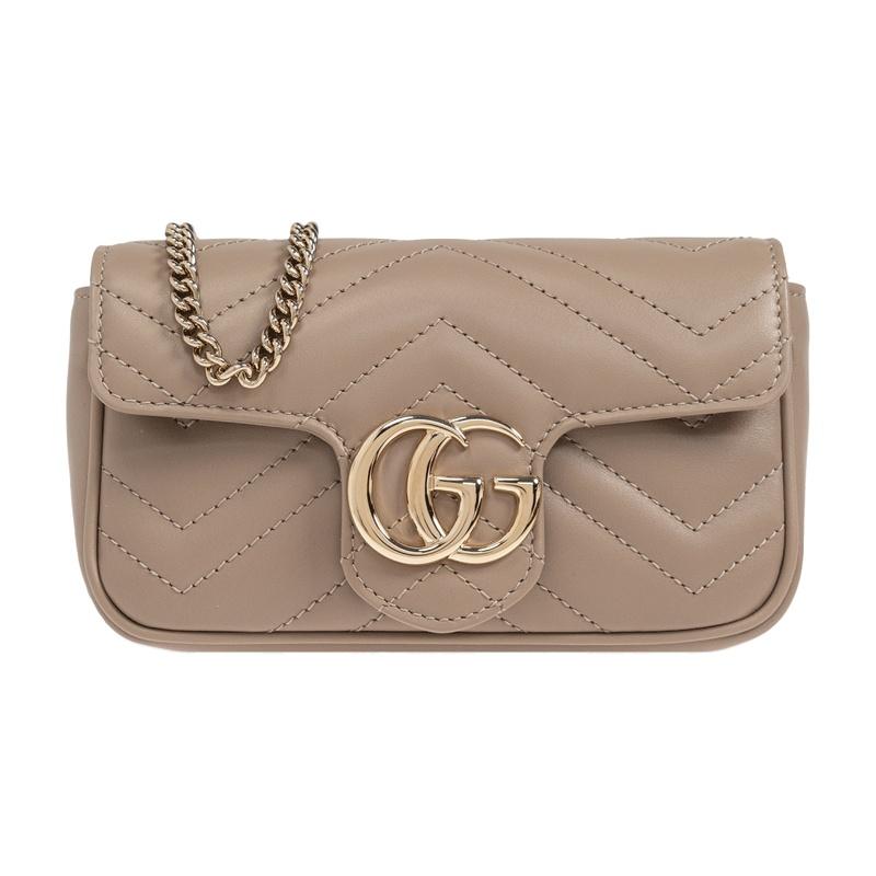 GUCCI GG Marmont Super Mini Crossbody Bag Brown Leather